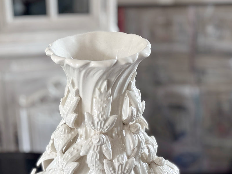A 1960's Manises White Ceramic Vase