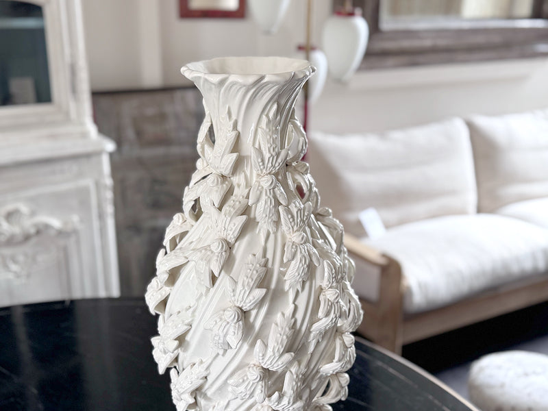 A 1960's Manises White Ceramic Vase