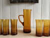 A 1970's French Set of Orange Bubble Glass Tumblers & Jug