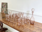 A Set of Signed 1960's Biot Pale Pink Wine & Champage Glasses & Decanter