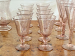 A Set of Signed 1960's Biot Pale Pink Wine & Champage Glasses & Decanter