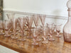 A Set of Signed 1960's Biot Pale Pink Wine & Champage Glasses & Decanter