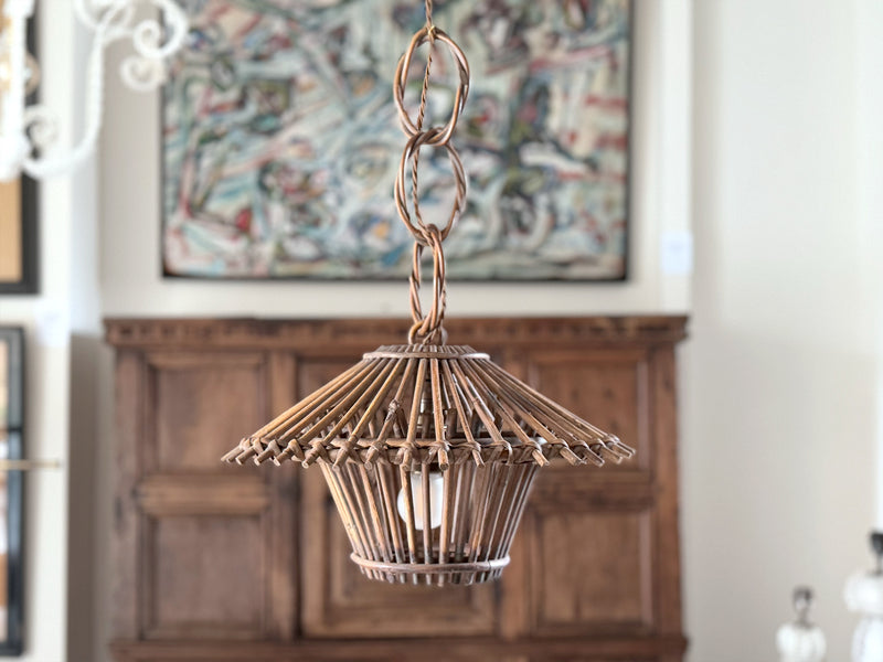 A 1960's Spanish Rattan Pendant Light