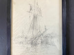 A 1950's French Pencil on Paper Sketch of a Sailing Board