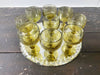 A Set of 9 Vintage Green Biot Wine Glasses