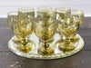 A Set of 9 Vintage Green Biot Wine Glasses