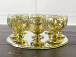 A Set of 9 Vintage Green Biot Wine Glasses