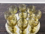 A Set of 9 Vintage Green Biot Wine Glasses