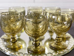 A Set of 9 Vintage Green Biot Wine Glasses