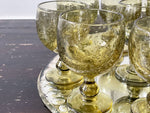 A Set of 9 Vintage Green Biot Wine Glasses