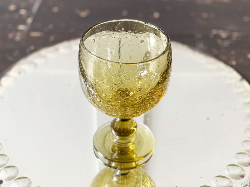 A Set of 9 Vintage Green Biot Wine Glasses