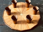 A 1920's Wooden Tray with Six Matching Cups and Jugs