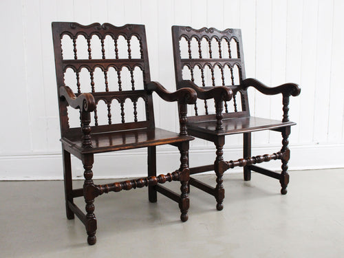 A Pair of 17th Century Italian Walnut Armchairs