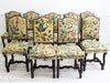 Ten 18th C French Os de Mouton Dining Chairs with 18th C English Crewel Work