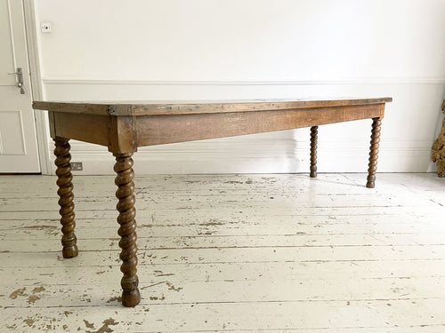 A Late 17th C French Oak Barley Twist Dining Table