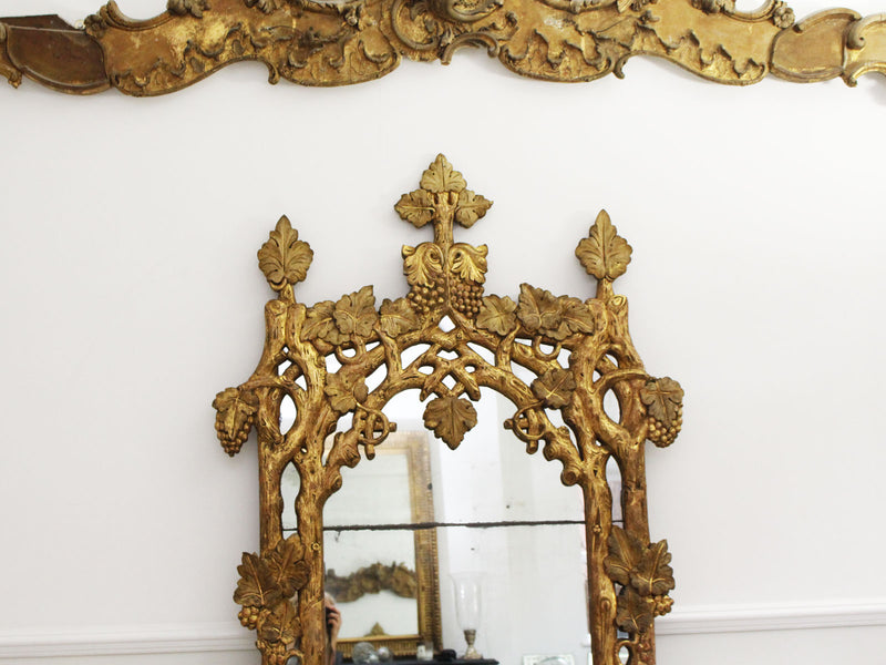 A Rare 18th Century French 'Faux Bois' Carved Giltwood Mirror