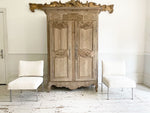 An 18th Century Bleached Oak Marriage Armoire with Beautiful Carving