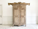 An 18th Century Bleached Oak Marriage Armoire with Beautiful Carving