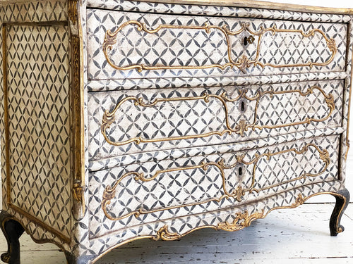 An 18th Century Serpentine Fronted Painted Italian Commode