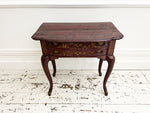 A Rare 18th C Italian Red Lacquered Two Drawer Table in Country House Condition