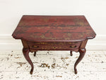 A Rare 18th C Italian Red Lacquered Two Drawer Table in Country House Condition