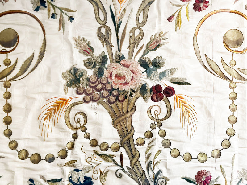 A Large 18th C Italian Framed Silk Embroidery