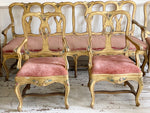 A Suite of 8 18th Century Venetian Giltwood & Decorated Chairs