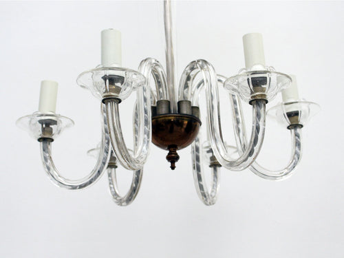 A 1920's Six Arm Murano Glass Chandelier