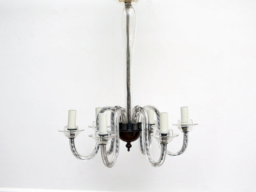A 1920's Six Arm Murano Glass Chandelier