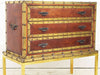 A 1930's French Leather Travelling Chest of Drawers on Brass Stand