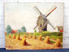 1930's French Oil on Board Painting of a Windmill in a Summer Field
