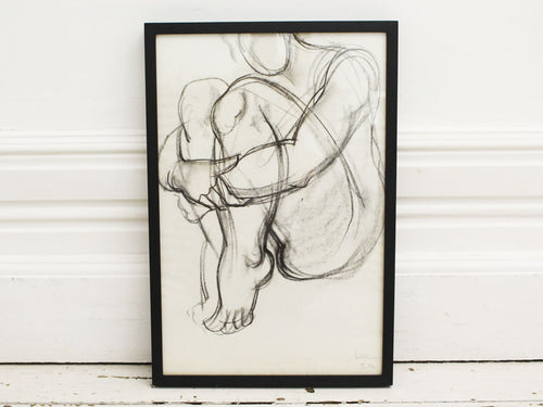 A 1950's French Charcoal on Paper Life Study H962