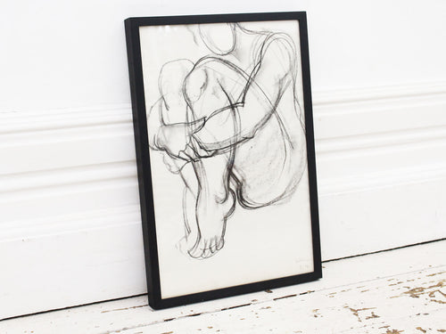 A 1950's French Charcoal on Paper Life Study H962