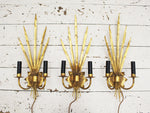 Set of Three 1950's Vintage French Gold Tole Wall Lights