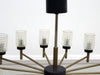 A Pair of Large French 1950's 16 Light Pendants with Original Glass Shades