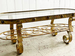 A 1950's Spanish Gilt Metal Coffee Table with Glass Top