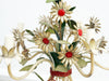 Charming 1950's French Painted Toleware Daisy Flower Chandelier