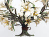 A Lovely 1950's French Painted Toleware Lily Bouquet Chandelier