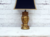 A French 1960's Gold Owl Table Light with Original Gold Lined Black Shade