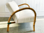 A 1950's French Bamboo Sofa with Soft Sheepskin Upholstery - Vintage Furniture London - Streett Marburg