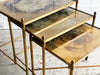 A Set of 1950's French Gold Eglomisé Glass & Brass Side Tables - Vintage Furniture London- Streett Marburg