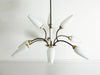 A Mid Century Italian Brass Pendant Light with Original Glass Shades