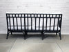 1970's Black Painted Bamboo Sofa by Ficks & Reed with Antique White Linen Cushions