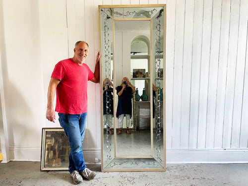 A 1960's French Dressing Mirror with Triple Reeded frame and Illuminated Etched Border