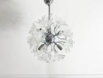 A 1970's Murano Glass and Chrome Flowerball Chandelier with Six Lights