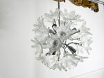 A 1970's Murano Glass and Chrome Flowerball Chandelier with Six Lights