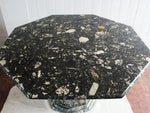 Octagonal 1970's Black Flecked Marble Dining Centre Table