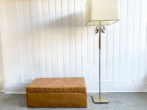 A 1970's French Brass Standing Lamp with Delicate Gold Leaves
