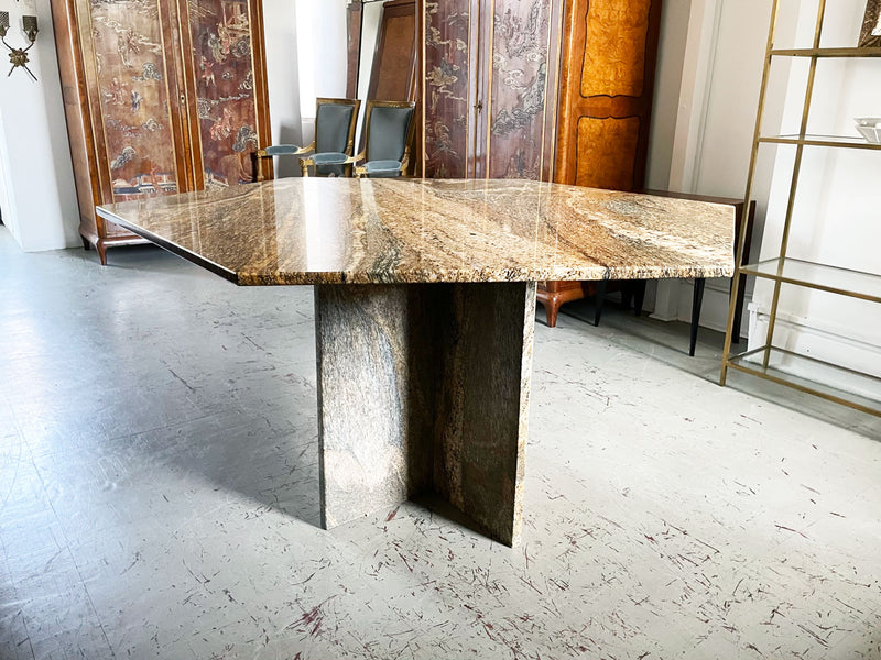 A 1970's French Bronze Gold Toned Hexagonal Marble Table - Vintage Furniture London - Streett Marburg