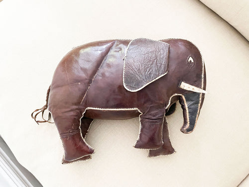 A Charming 1970's French Brown Leather Elephant